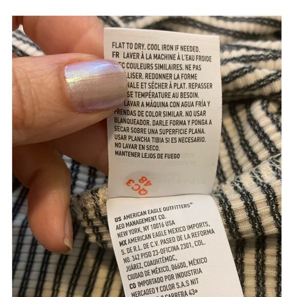 American Eagle Ribbed Striped Ruffle Tank Top Cami Size Medium - Picture 5 of 10